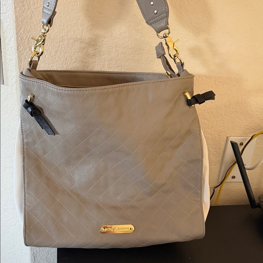 Betsey Johnson Taupe Quilted Shoulder Bag
